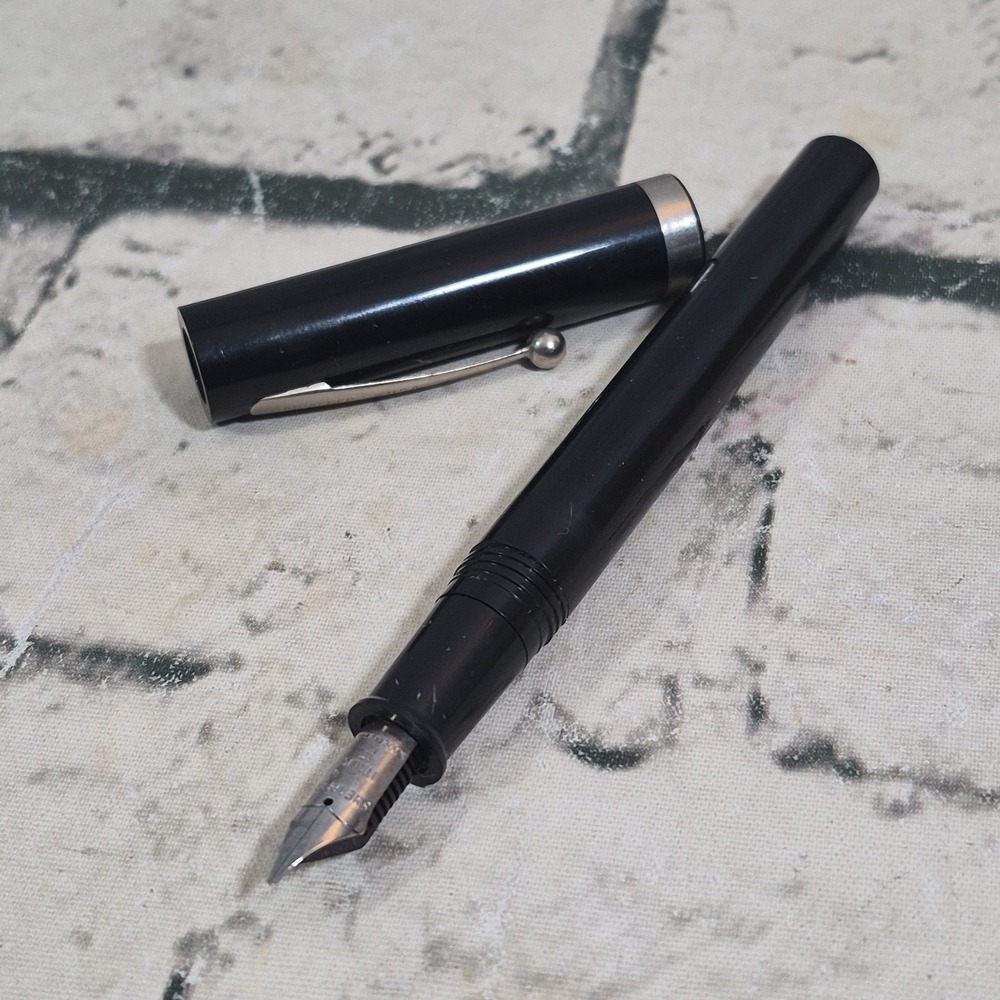 Vintage Sheaffer Black Cartridge Pen Italic F Nib Made In USA